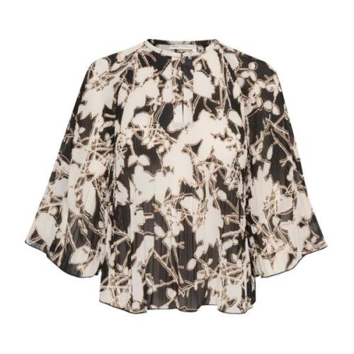 Zwarte Bloemenblouse Losse Pasvorm InWear , Multicolor , Dames