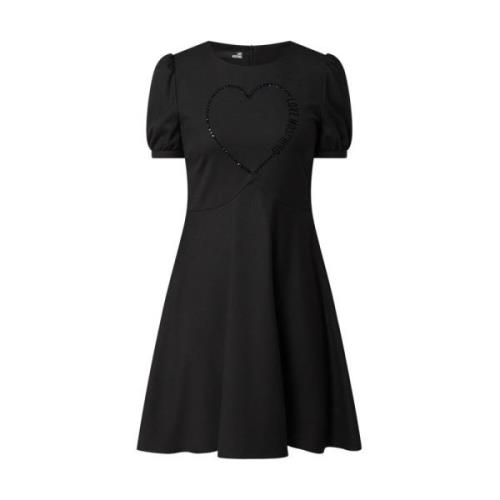 Korte jurk met strass-applicatie Love Moschino , Black , Dames