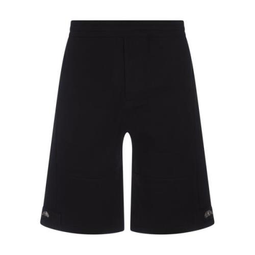 Zwarte Bermuda Shorts met Contrasterende Inzetstukken Alexander McQuee...