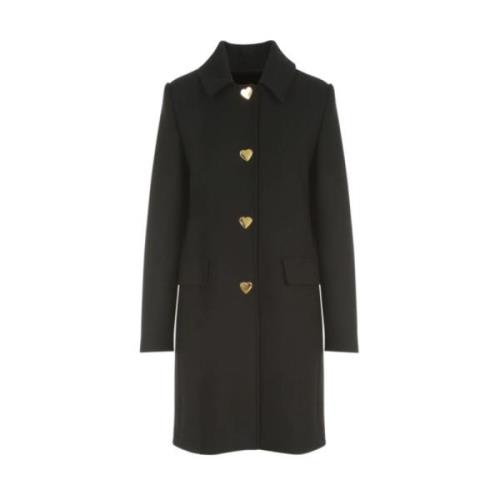 Wollen jas met hartknopen Love Moschino , Black , Dames