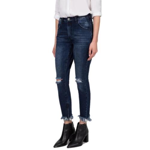 Donkerblauwe Skinny Jeans met Distressed Details One Teaspoon , Blue ,...