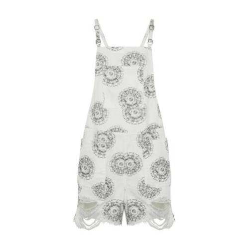 Korte denimjurk met abstract patroon One Teaspoon , White , Dames