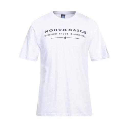 Witte Katoenen T-shirt met Borstprint North Sails , White , Heren