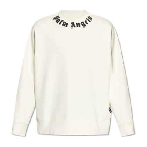 Sweatshirt met logo Palm Angels , White , Heren