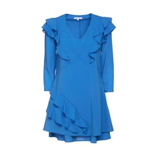 Blauwe Ruches V-Hals Jurk Patrizia Pepe , Blue , Dames