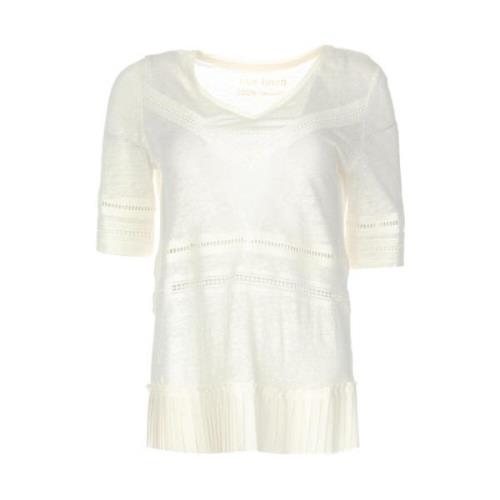 Gehaakte detail linnen top Patrizia Pepe , White , Dames