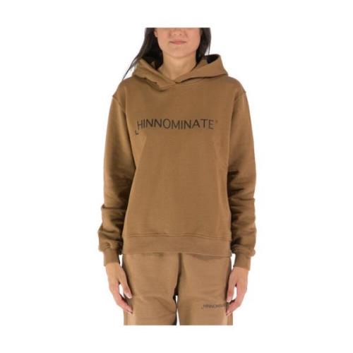 Katoenen Hoodie met Voorlogo Hinnominate , Brown , Dames