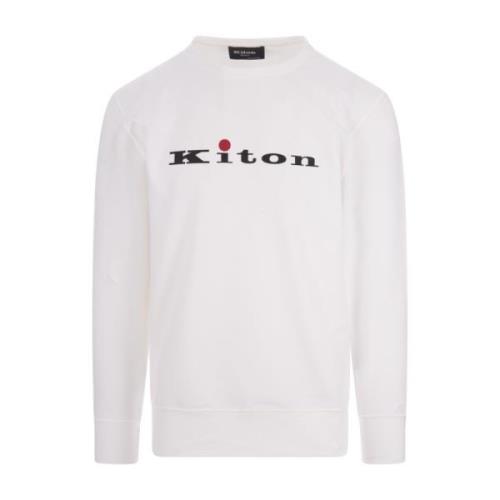 Witte Crew Neck Sweatshirt Logo Elastische Kiton , White , Heren