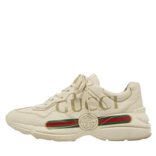 Pre-owned Leather sneakers Gucci Vintage , White , Heren