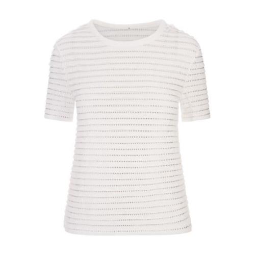 Wit T-shirt met Micro Ruffles Ermanno Scervino , White , Dames