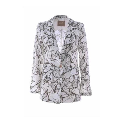 Bloemen Linnen Blazer Klassieke Pasvorm Kocca , Multicolor , Dames