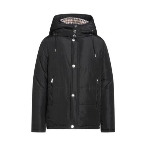 Zwarte Afneembare Hoodiejas met Tartan Patroon Aquascutum , Black , He...