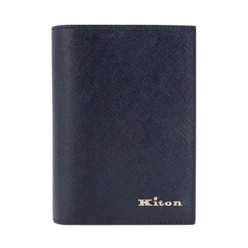 Blauwe Leren Portemonnee met Meerdere Compartimenten Kiton , Blue , He...