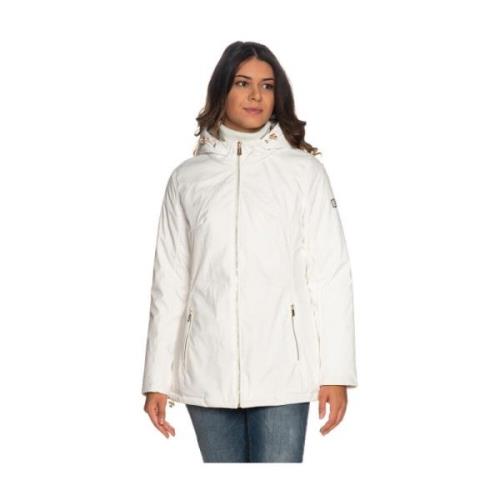 Capuchonjas met rits en zakken YES ZEE , White , Dames