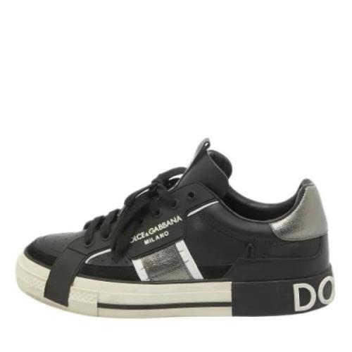 Pre-owned Leather sneakers Dolce & Gabbana Pre-owned , Black , Heren