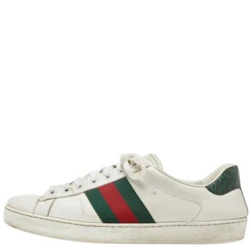 Pre-owned Leather sneakers Gucci Vintage , White , Heren