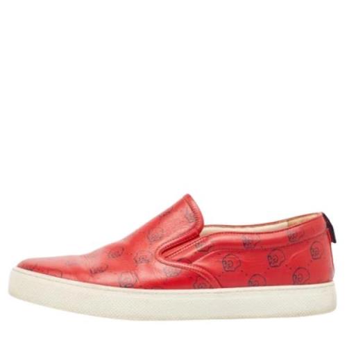 Pre-owned Leather sneakers Gucci Vintage , Red , Heren