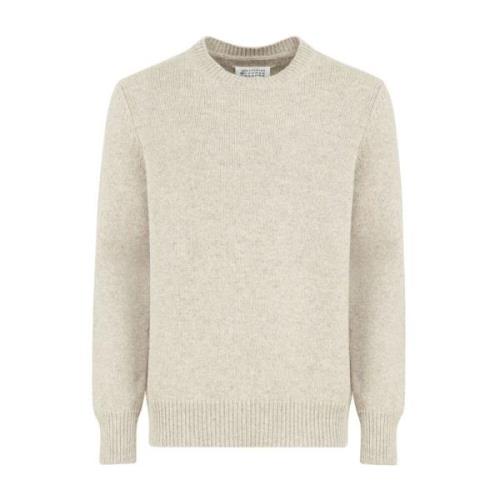 Fijngebreide Crew Neck Sweater Maison Margiela , Beige , Heren