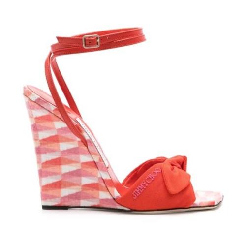 Rode Canvas Richelle Sandalen met Hak Jimmy Choo , Red , Dames