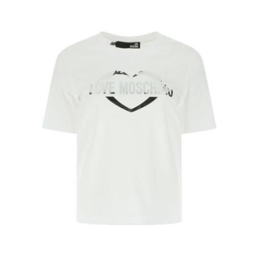 Zilveren Print Dames T-shirt Moschino , White , Dames