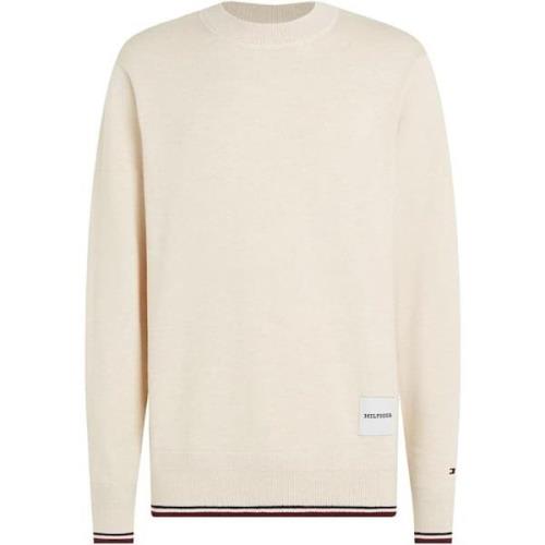 Geribbelde Crew Neck Sweater Heren Tommy Hilfiger , Beige , Heren