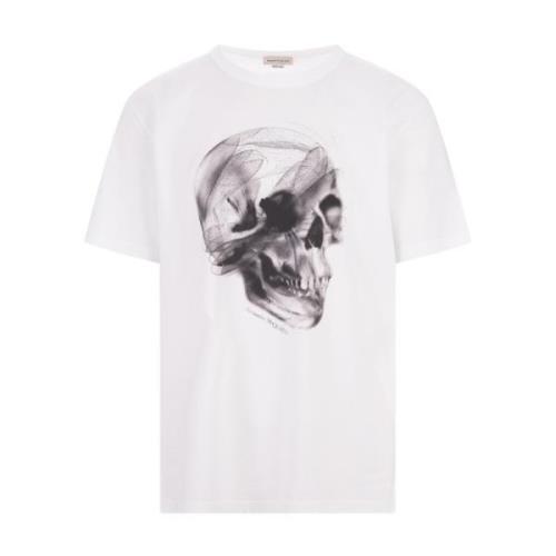 Skull Grafische Witte T-shirt Alexander McQueen , White , Heren