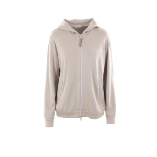 Lichtbeige Hoodie met Rits Brunello Cucinelli , Beige , Dames