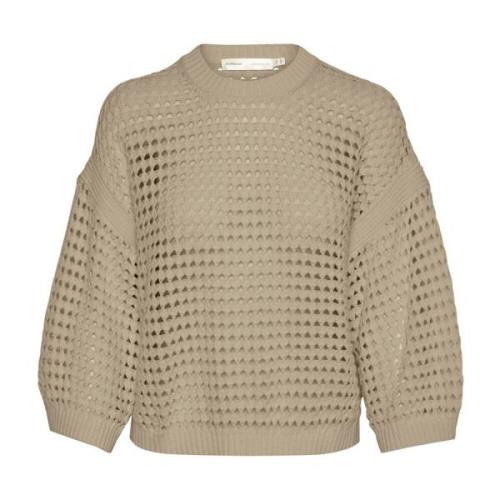 Cool Hole Pattern Knit Sweater InWear , Beige , Dames