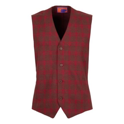 Bruine Tartan Vest Italiaanse Stijl Gallo , Multicolor , Heren