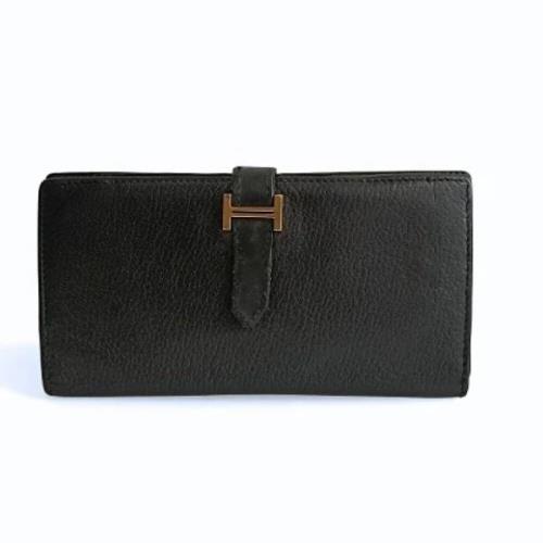 Pre-owned Leather wallets Hermès Vintage , Black , Dames