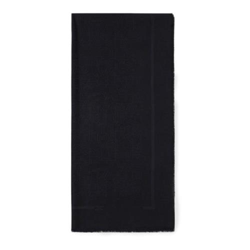 Jacquard Lettering Pashmina Sjaal met Franje Elisabetta Franchi , Blac...