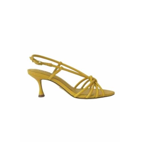 Gele Leren Tubulaire Band Sandalen Lola Cruz , Yellow , Dames