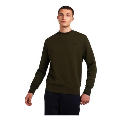 Heren Sweatshirt met Krullende Zoom Fred Perry , Green , Heren