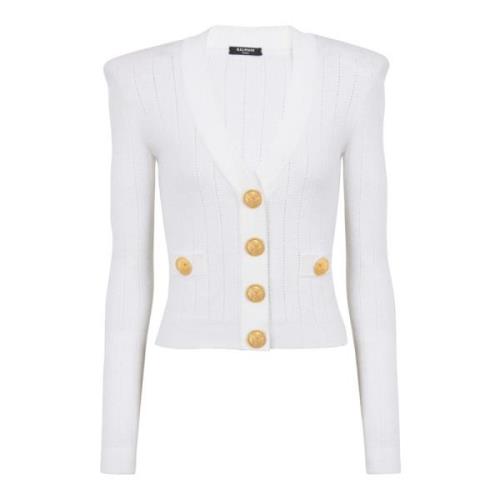 Geknipte gebreide vest Balmain , White , Dames