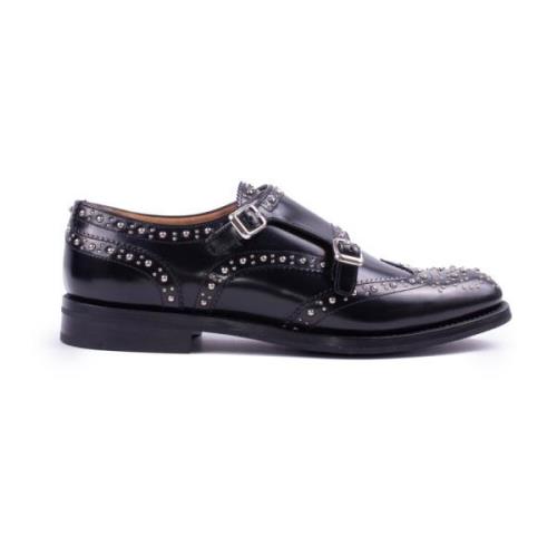 Church`s Zwarte Studs Leren Platte Schoenen Church's , Black , Dames