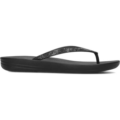 Zwarte Strass Slippers Fitflop , Black , Dames