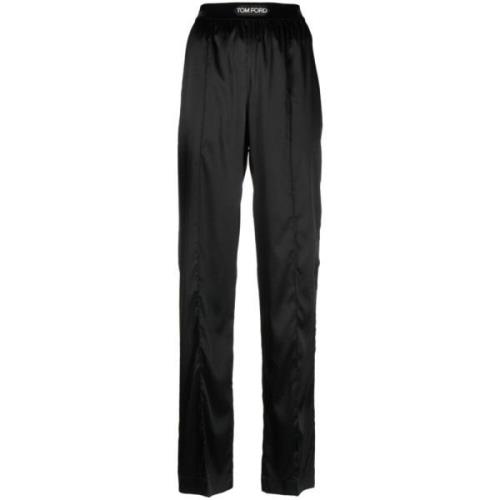 Zwarte Satijnen Hoge Taille Broek Tom Ford , Black , Dames