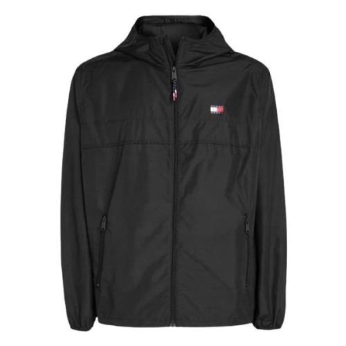 Zwarte Hooded Zip Jacket voor mannen Tommy Hilfiger , Black , Heren