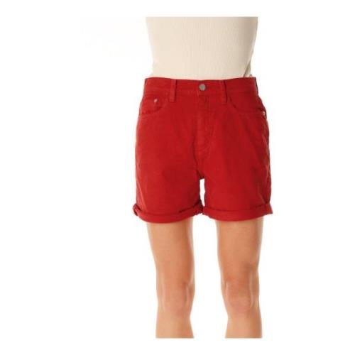 Hoge Taille Denim Shorts Armedangels , Red , Dames