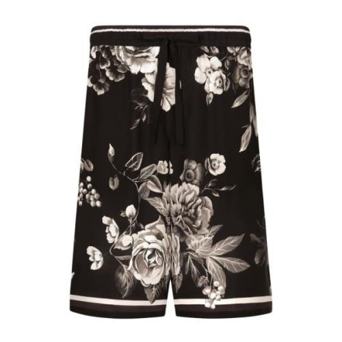 Bloemenprint Zijden Shorts Dolce & Gabbana , Multicolor , Heren