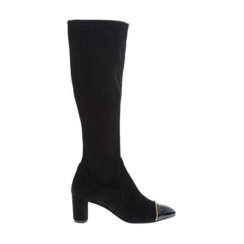 Zwarte en Gouden Kettingdetail Laarzen Stuart Weitzman , Black , Dames