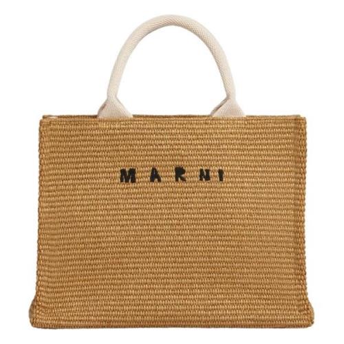 Kleine tas van natuurkleurig raffia-effect stof Marni , Beige , Dames