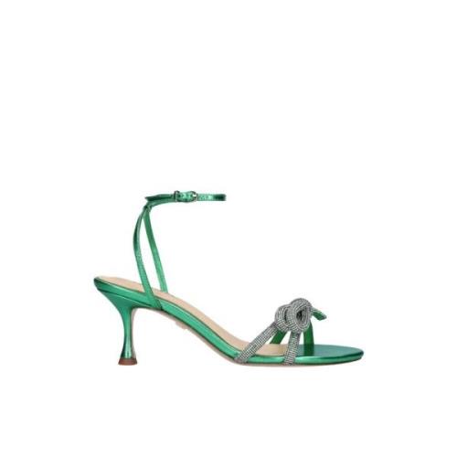 Iridescent Leather Sandals with Jewel Detail Lola Cruz , Green , Dames