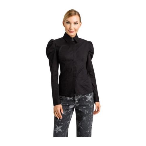 Zwarte Katoenen Poplin Overhemd Slim Fit Twinset , Black , Dames