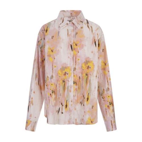 Roze Artsy Flower Print Shirt Msgm , Multicolor , Dames