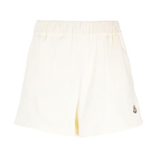 Witte Velours Logo Patch Shorts Moncler , White , Dames