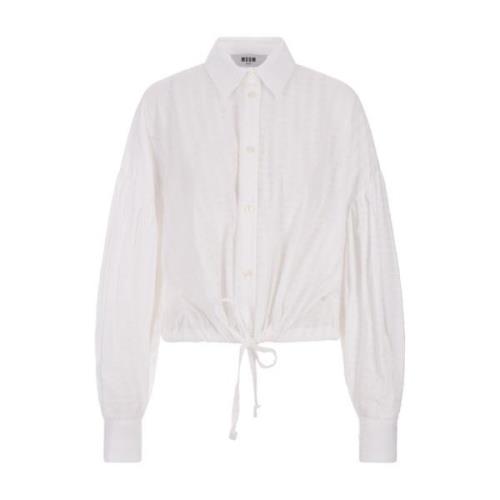 Witte Embossed Poplin Crop Shirt Msgm , White , Dames