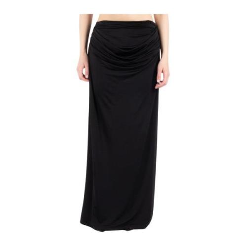 Zwarte Gedrapeerde Midi Rok Magda Butrym , Black , Dames