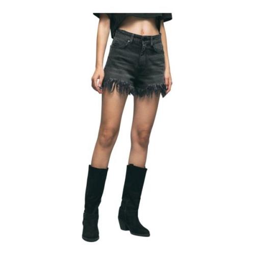 Frayed Jeans Shorts Modern Design Gaëlle Paris , Black , Dames