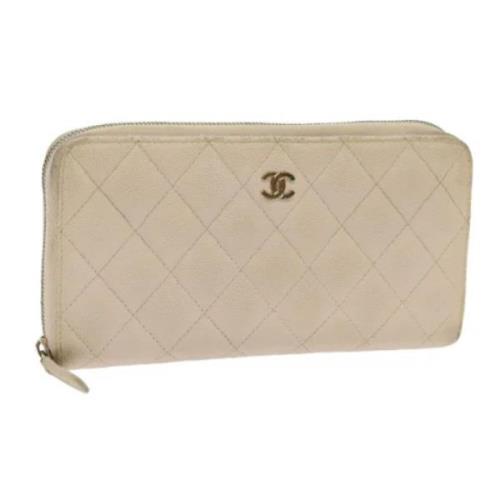 Pre-owned Leather wallets Chanel Vintage , Beige , Dames